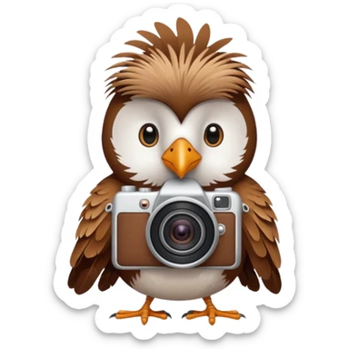 bird with a camera sticker