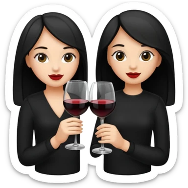 2 girls in black drinking wine sticker