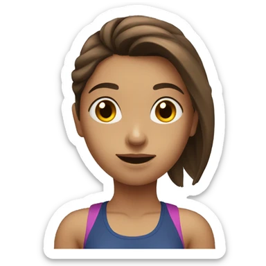 Brown hair girl going to gym  sticker