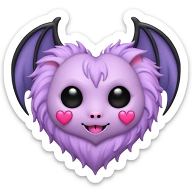pastel goth heart with lavender bat sticker