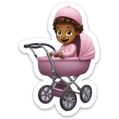 A one-year-old girl riding in a stroller. sticker