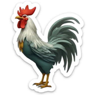 howling rooster with a crown on its head sticker