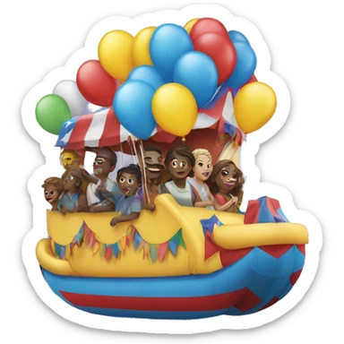 Parade float with balloon sticker