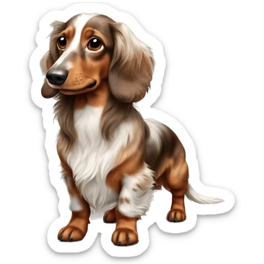 brown Merle long haired Dachshund full body sticker