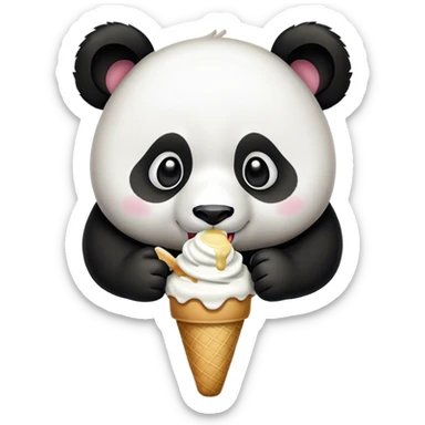 Panda eating ice cream sticker