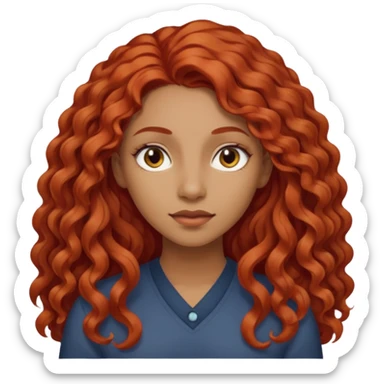 Chica morena clara con el pelo con rizos ni tan sueltos pelo largo  pero tampoco como un afro del color rojo no tan llamativo sticker