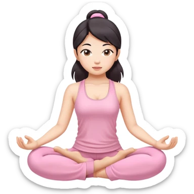 asian yoga girl light pink clothes  sticker