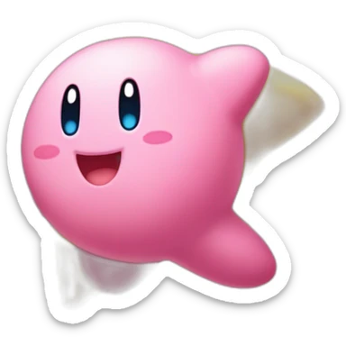cute happy Kirby jumping on a golden star sticker