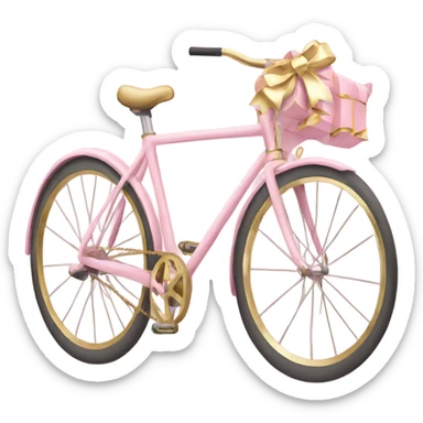 Light pink bike with gold bow sticker