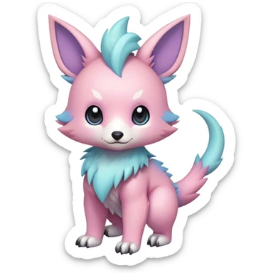 Adorable colorful chibi pastel edgy fantasy animal hybrid Fakemon full body sticker