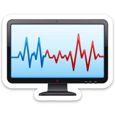 heartbeat line on monitor in blue and red colors sticker