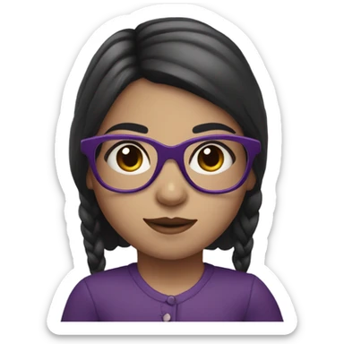 pale little girl in purple glasses and dark hair sticker