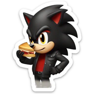 shadow the hedgehog eating steak sticker