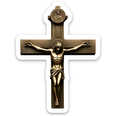 crucifix, christ bronze statue sticker