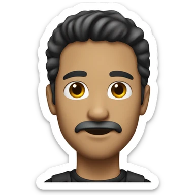 hite guy 25 years old dark hair with a small moustache and small beard sticker