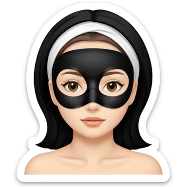 young woman with black facial treatment mask, skincare style spaces beauty sticker