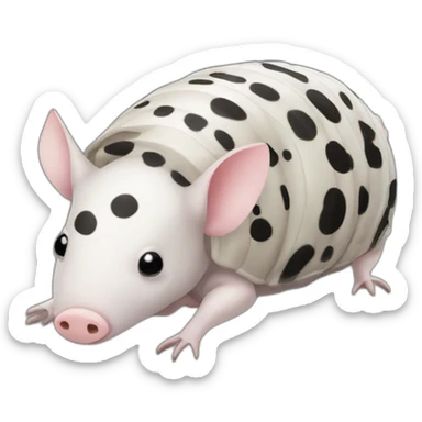 White pig armadillo cow centipede insect with black spots sticker