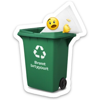 the paper is thrown into the waste bin sticker
