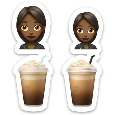 Girl drinking iced coffee sticker