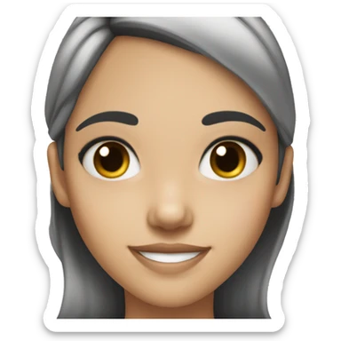 smiling girl with black hair and black eye color sticker