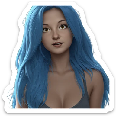 blue haired girl portrait sticker