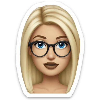 Hyper real blonde kylie jenner with blue eyes and glasses  sticker