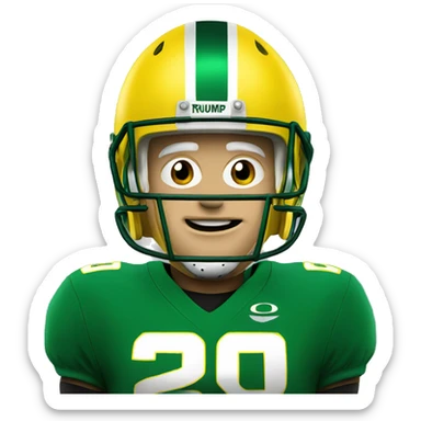 Trump wearing university of Oregon football helmet sticker