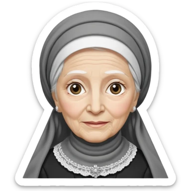 orthodox jewish woman with tichel kercheif circa. 1890 make into greyscale elderly sticker