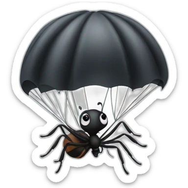 Parachuting black ant sticker