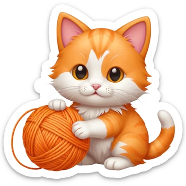 kitten playing with a ball of yarn  sticker