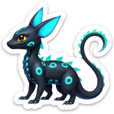Neon Nebulae Salandit-Umbreon-Fakémon-hybrid-creature (full body)  sticker