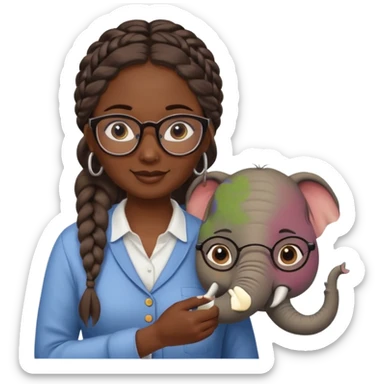 a woman elephant teaching sticker