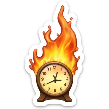 Melting Clock in Fire sticker