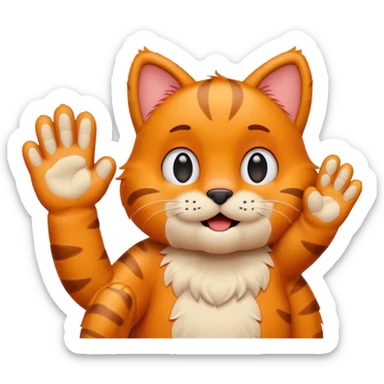 Garfield, waving paw, playful look sticker