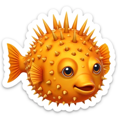 All Orange PufferFish with Spikes Only sidefins sticker