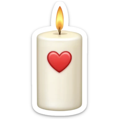 white candle with a heart base sticker