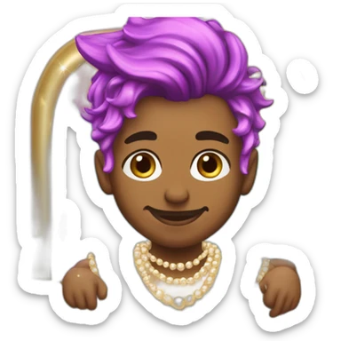 posh-muscle-boy-with-pearl-necklace-and-rainbow-unicorn-hair-in-golden-bathtub sticker