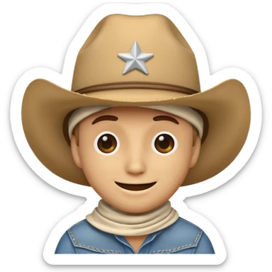 emoji with right eye bandaged with a cow boy hat sticker