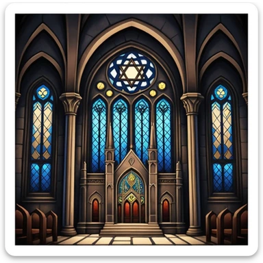 jewish synagogue temple in dark goth aesthetic style sticker