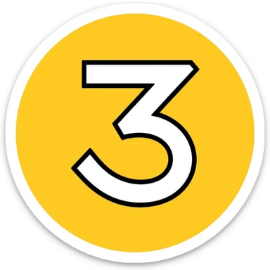 Number 3 on a yellow volumetric background sticker