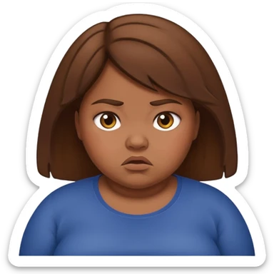 a really really  fat girl making a earthqiake with brown hair sticker