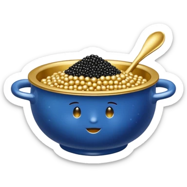 Cuenco azul y dorado con caviar sticker