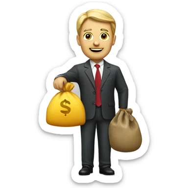 businessman with a sack of cash sticker