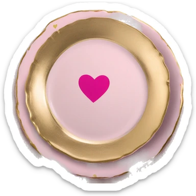 Realistic laying flat empty gold and pink valentines charger plate sticker