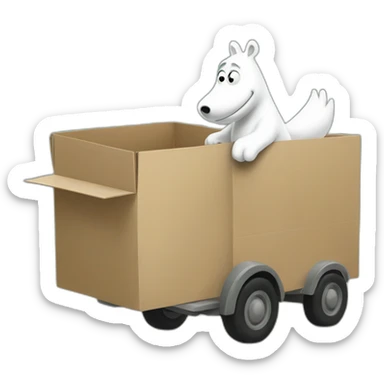 Moomin delivering a box sticker