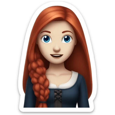 vampire girl with straight red hair and blue eyes, fair skin sticker