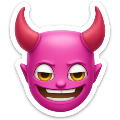 pink devil emojis with smile and horns  sticker
