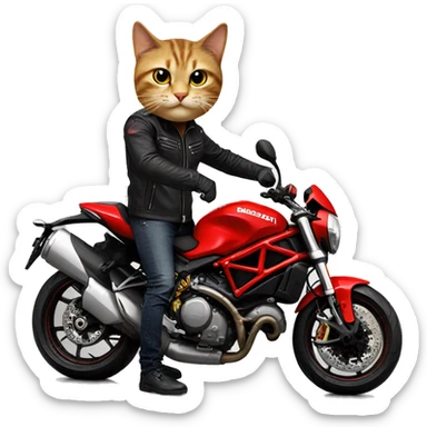 cat on red ducati monster sticker