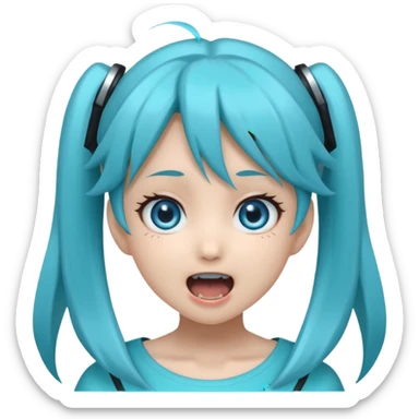 Hatsune miku with creepy face sticker