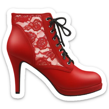 High heels boots red with lace  sticker